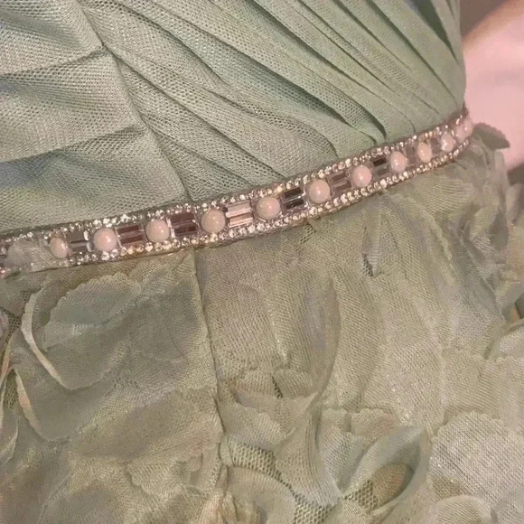 Say Yes To The Prom Juniors 3D Rosettes Skirt Shirred -Top Gown Prom Dress. - Picture 9 of 16